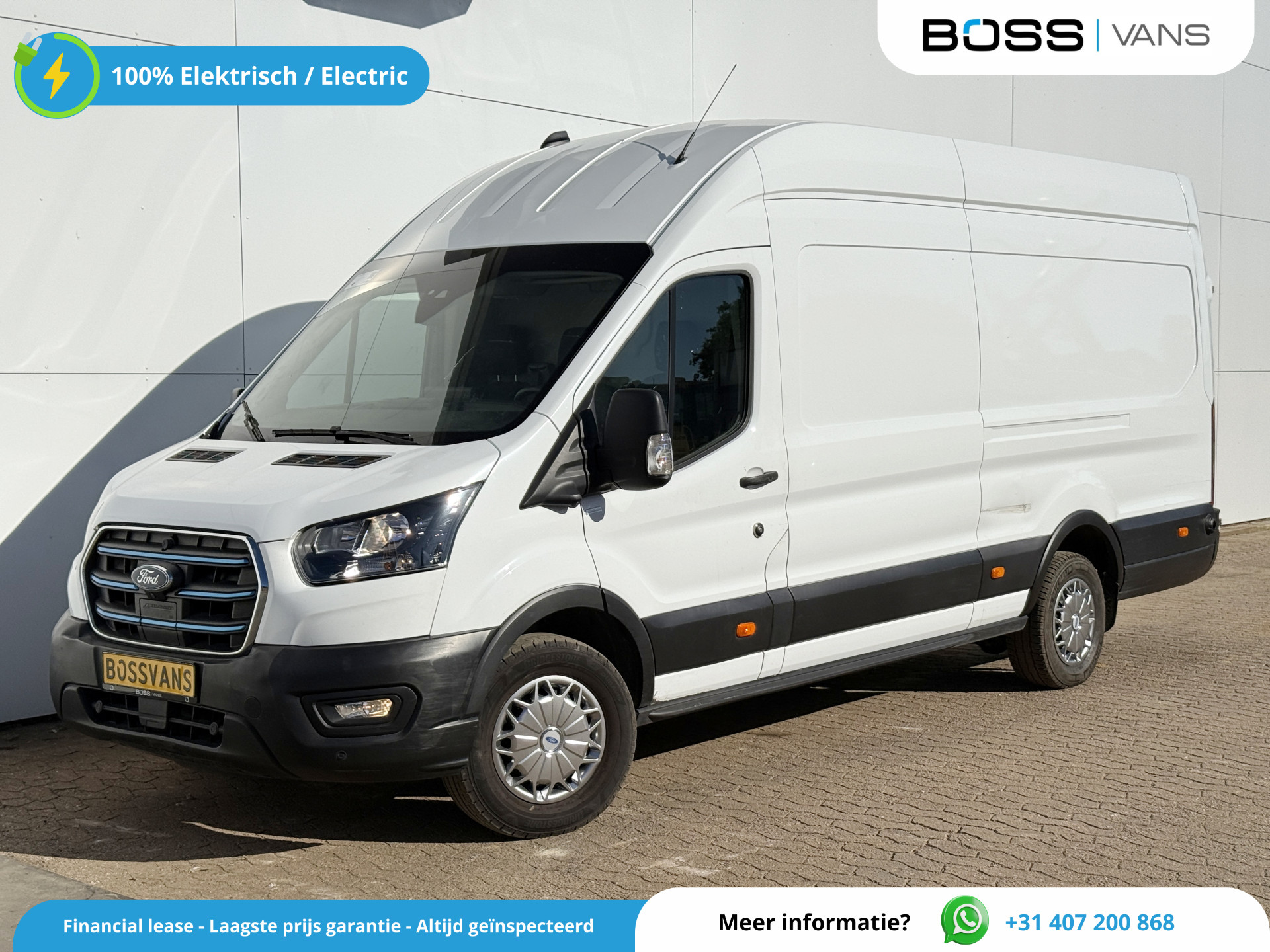 Ford e-Transit 68kWh 184PK L4H3 317km WLTP 93.7% (SOH) BEV Snelladen Carplay Climate control 360° Camera Parkeersensoren v+a Stoelverwarming