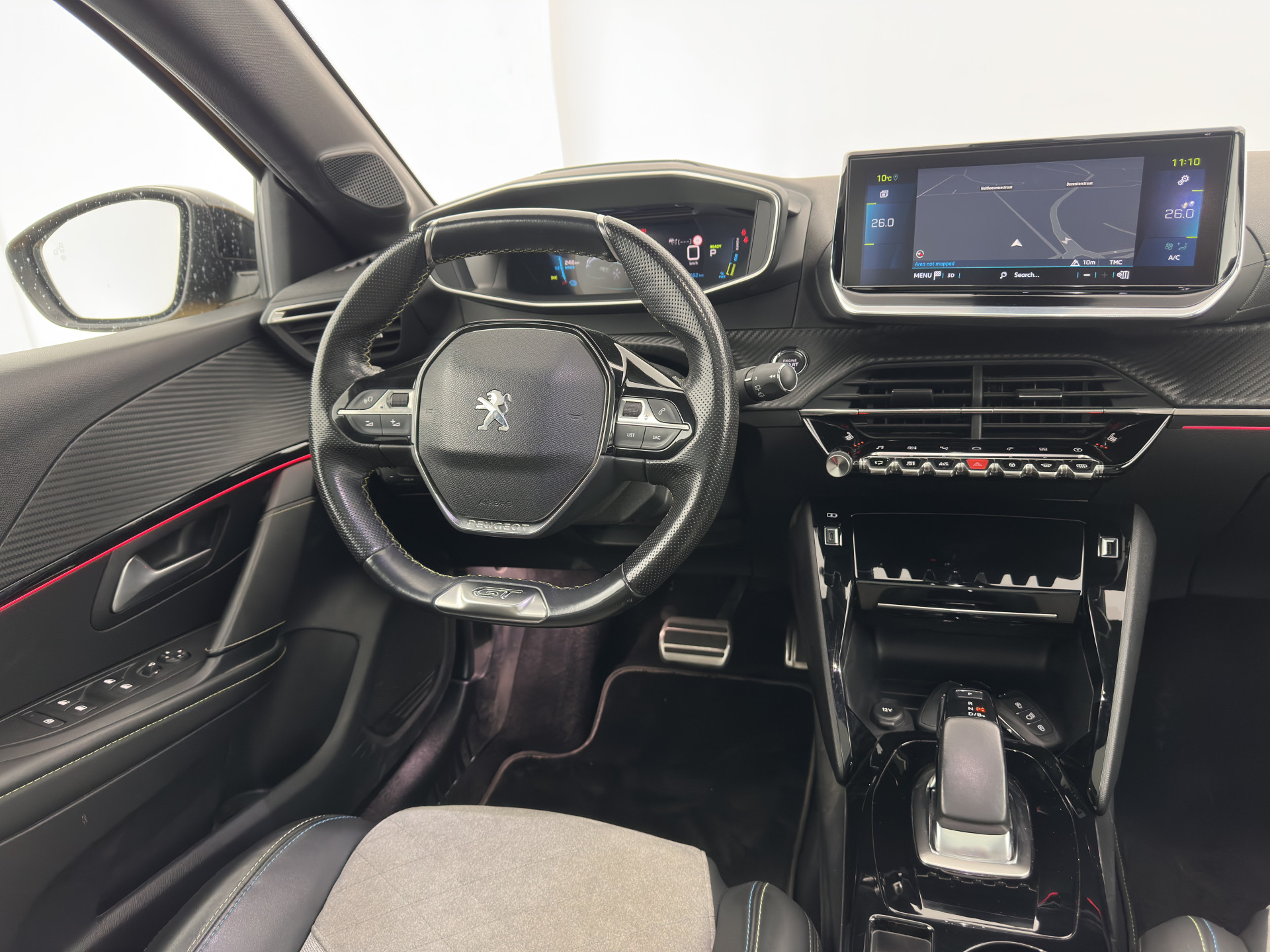 Peugeot e-208 EV GT 350 50 kWh [ 3-Fase ] {SOH-100%} (INCL-BTW) *PANO | FULL-LED | DIGI-COCKPIT | BLINDSPOT | CAMERA | LEATHER-ALCANTARA | AMBIENT-LIGHT | NAVI-FULLMAP | LANE-ASSIST | KEYLESS | DAB | CCS-FASTLOADER | HEATED-SPORTSEATS | 17"ALU*