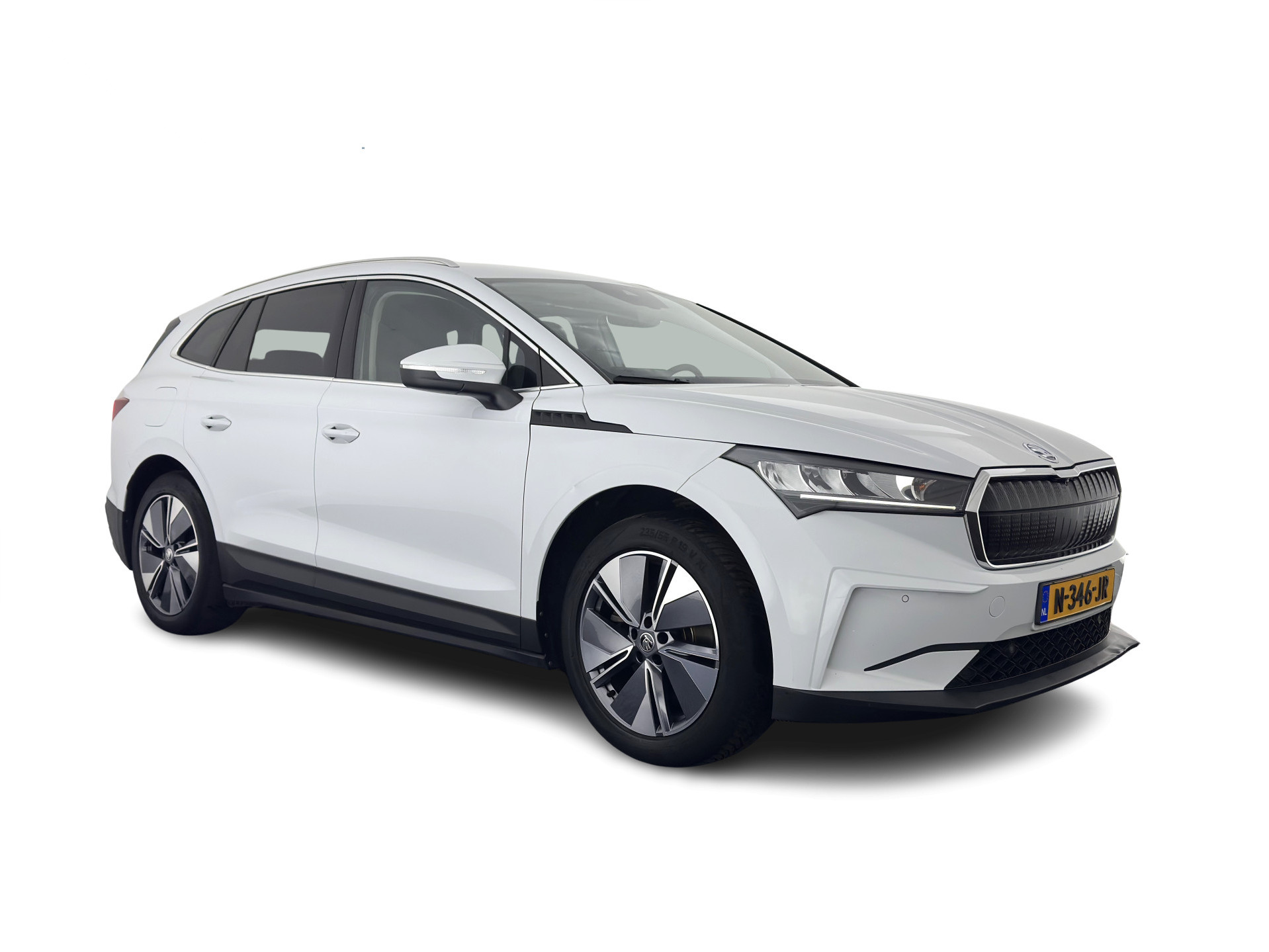 ŠKODA Enyaq iV 80 {SOH-90%} [ 3-Fase ] (INCL-BTW) *LEATHER-FABRIC | FULL-LED | DIGI-COCKPIT | CAMERA | KEYLESS | NAVI-FULLMAP | AMBIENT-LIGHT | ECC | HEATED-COMFORTSEATS | DAB+ | PDC | CRUISE | CARPLAY | TOWBAR | 19"ALU*