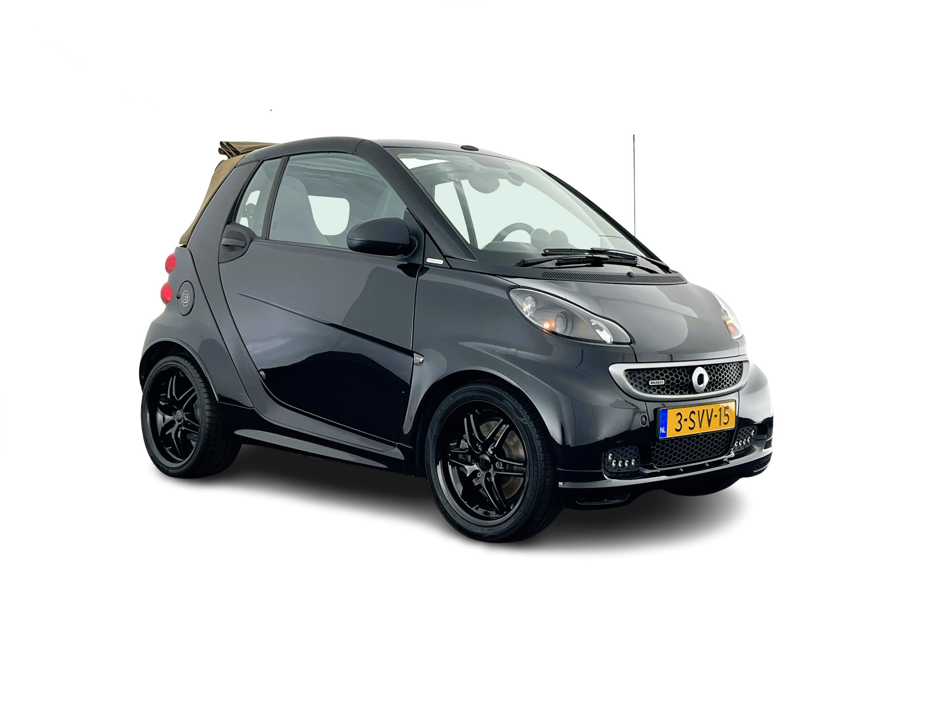 Smart fortwo cabrio Electric drive Brabus Black-Edition 18 kWh {SOH-99%} Aut. *NAVI-FULLMAP | LEATHER | AIRCO | HEATED-SPORTSEATS | CRUISE | SHIFT-PADDLES  | AIRSCARF | 16'' ALU*