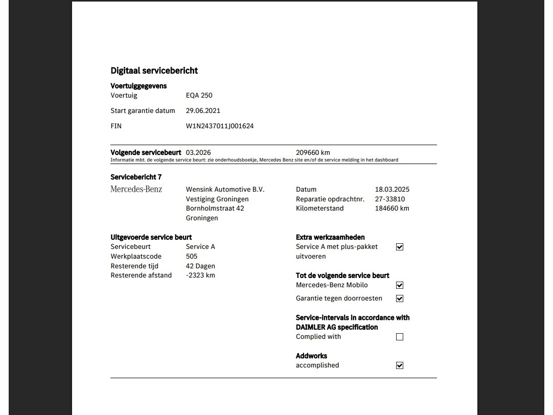 Mercedes-Benz EQA 250 Edition-1 Sport-Pack 67 kWh [ 3-Fase ] {SOH-95% } *PANO | HEAD-UP | DISTRONIC-PLUS | BURMESTER-AUDIO | WIDE-SCREEN-DIGI-COCKPIT | FULL-LED | FUFLL-LEATHER | MEMORY-PACK | TOP-VIEW | NAVI-FULLMAP | DAB+ | KEYLESS | HEATED-SPORTSEAT