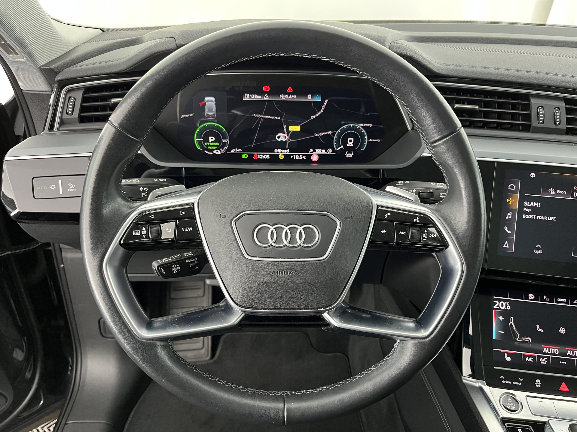 Audi e-tron 55 quattro Advanced edition Plus 95 kWh [3-Fase] {SOH-93%} (INCL-BTW) Aut.*LEATHER | ADAPTIVE-CRUISE | FULL-LED | DIGI-COCKPIT | KEYLESS | MEMORY-PACK | CAMERA | NAVI-FULLMAP | SHIFT-PADDLES | DAB+ | HEATED-COMFORTSEATS | DRIVE-SELECT | 20''AL