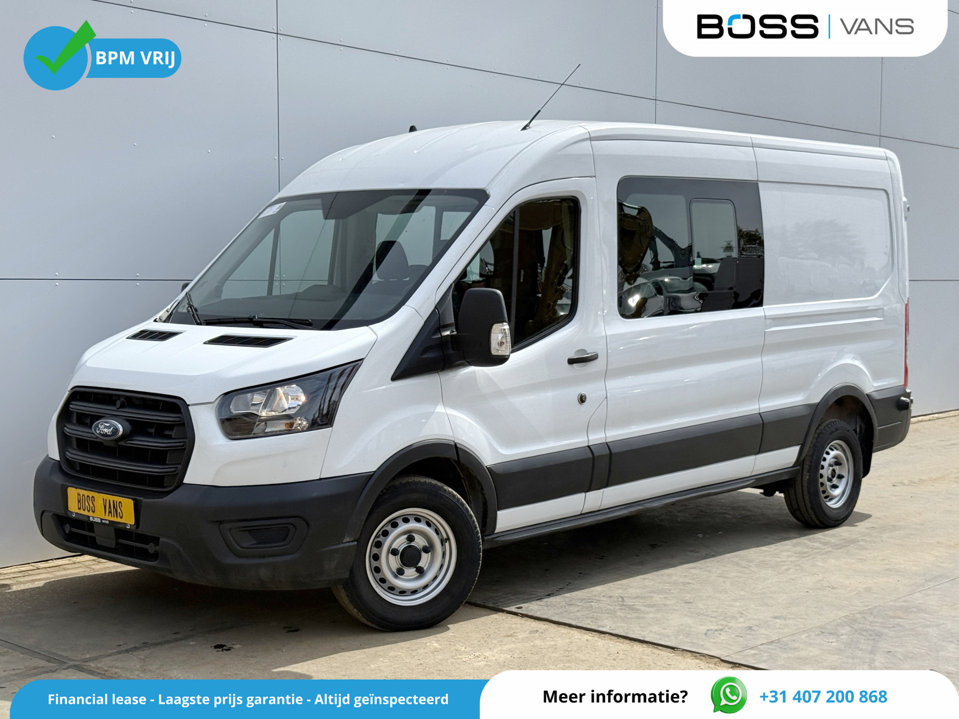 Ford Transit DC 2.0 TDCI L3H2 130PK 6-persoons Dubbele cabine L3H2 Trekhaak Parkeersensoren voor