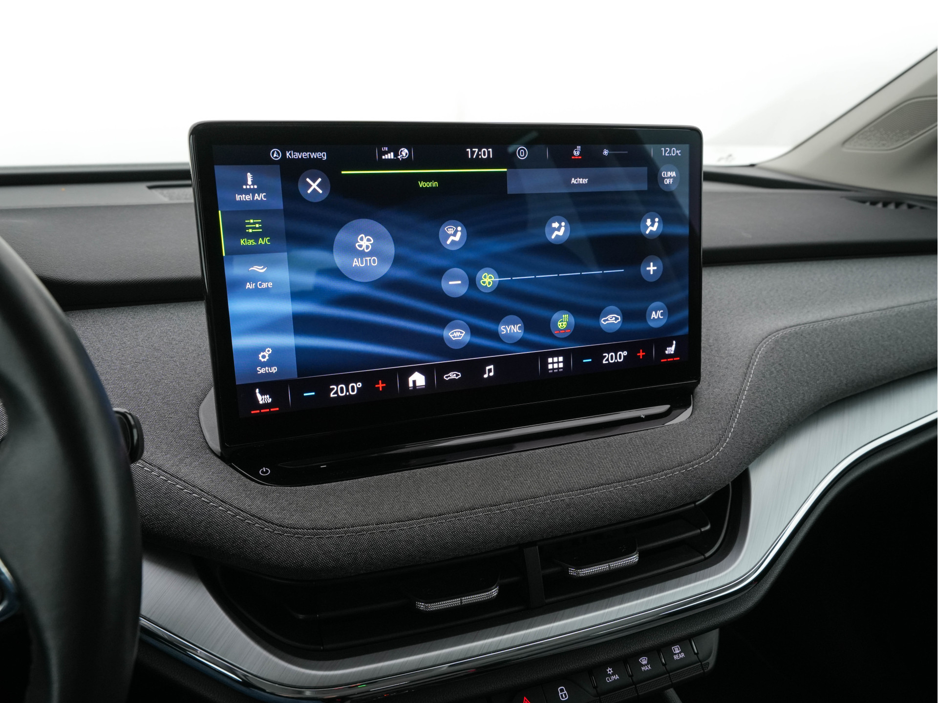 ŠKODA Enyaq iV 80 [ 3-Fase ] {SOH-88% } (INCL-BTW) *LEATHER-FABRIC | FULL-LED | DIGI-COCKPIT | CAMERA | KEYLESS | NAVI-FULLMAP | AMBIENT-LIGHT | ECC | HEATED-COMFORTSEATS | DAB+ | PDC | CRUISE | CARPLAY | TOWBAR | 19"ALU*