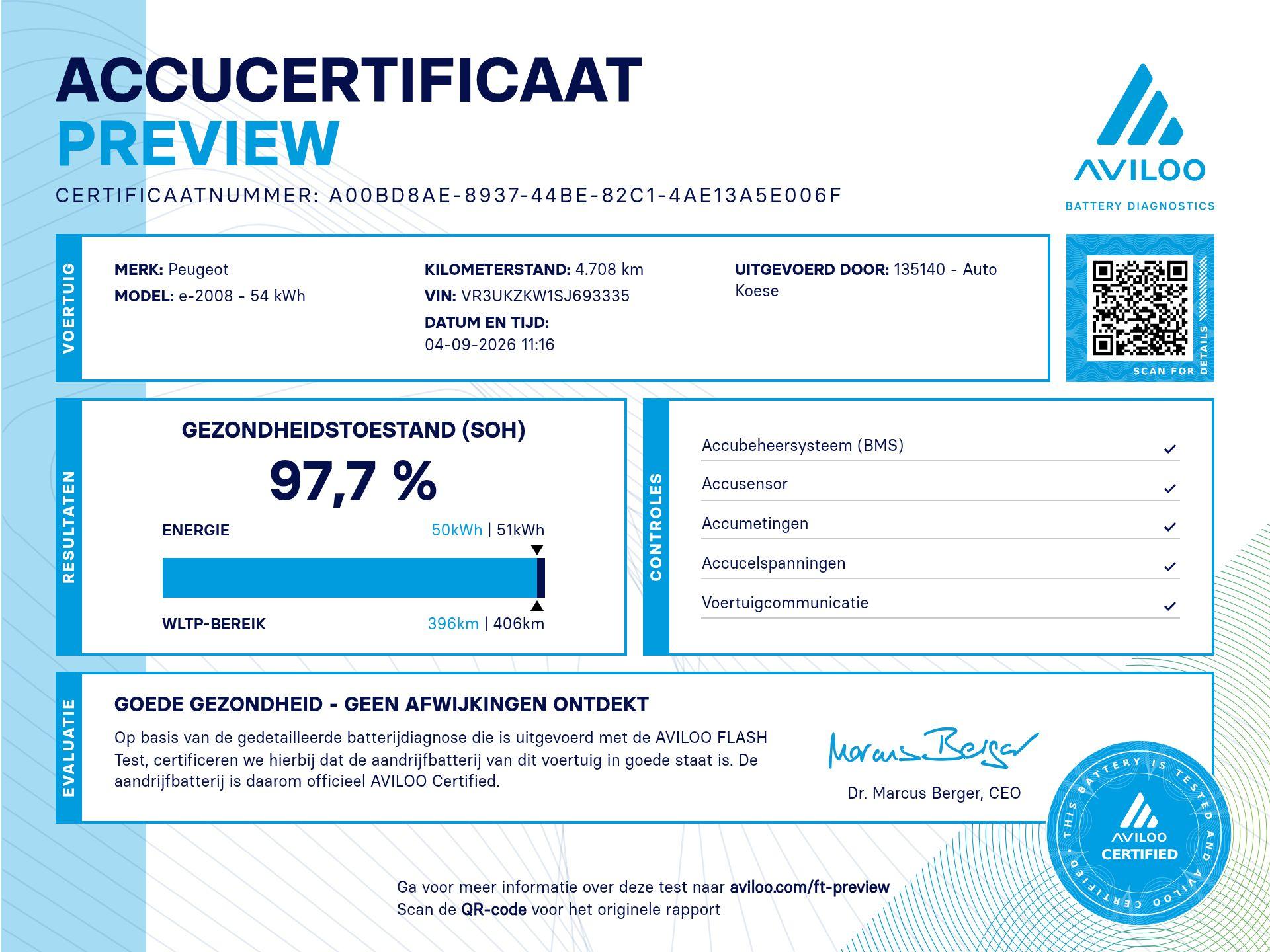 Peugeot e-2008 EV Allure Avantage 54 kWh | SOH 97,7% | 11 KW Lader | Apple Carplay | Parkeersensoren